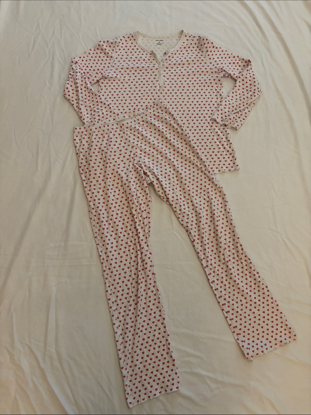 Roller Rabbit Hearts Pajama Set Pink Pima Cotton Long Sleeve & Pants!